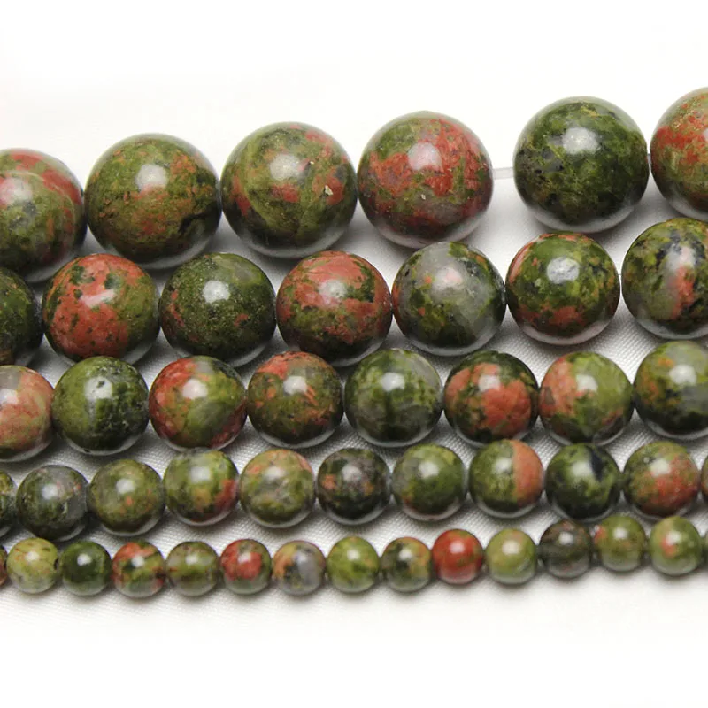 Natural Unakite Stone A+ Quality Loose Spacer Round Beads For Jewelry Making Accessories DIY Necklace Bracelet 4/6/8/10/12mm