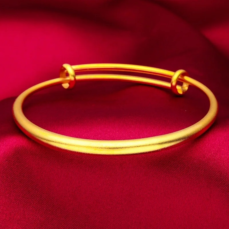 Mylux Jewelry 24K Gold 5mm Push-Pull Bangle AU999 Pure Gold, slender adjustable design, sleek simplicity, exuding gentle charm f