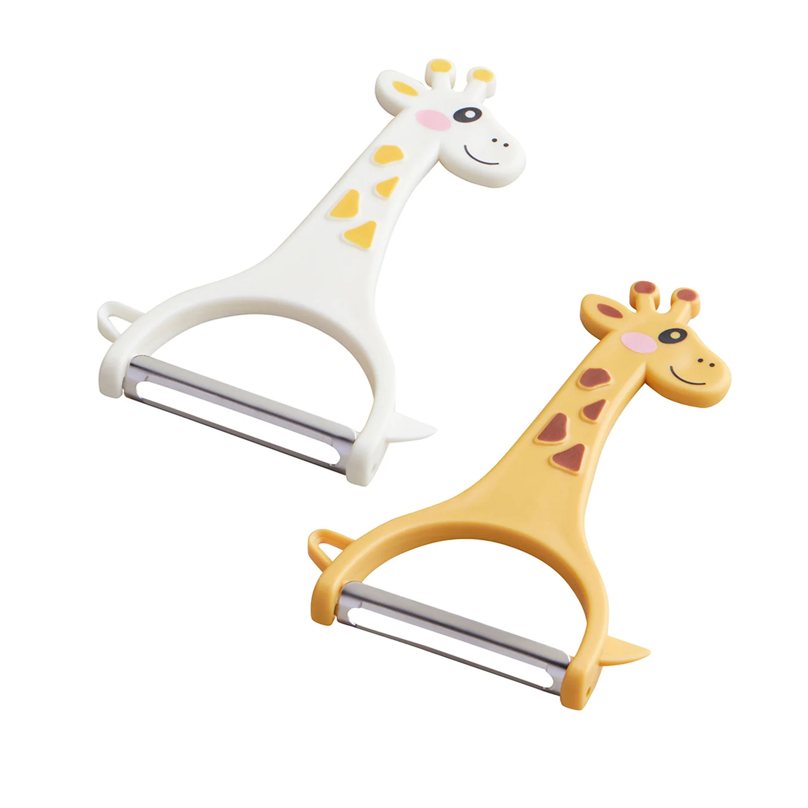 2 in 1 Kitchen Peeler Fridge Magnet, Magnetic Storage Design, Giraffe-Shaped Peeler for Fruits and Vegetables (White, Yellow)