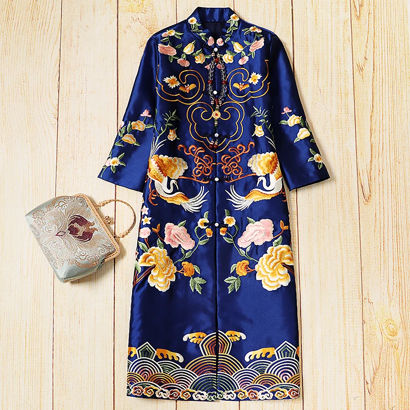 Windbreaker dress Chinese style Spring and Autumn national style embroidery cosplay hombre  costume danse femme