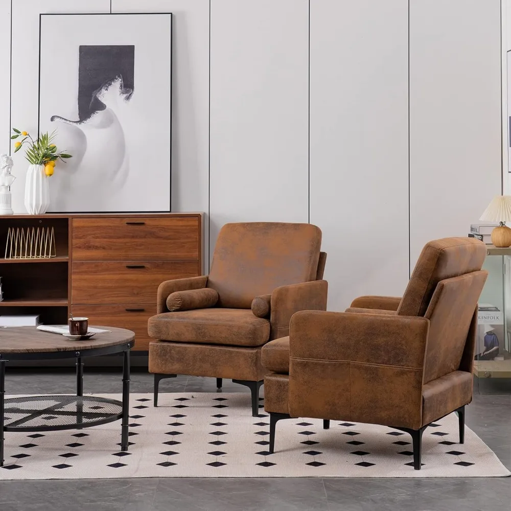 25 "Ш 23" D Набор стульев с акцентом в деревенском стиле, 2 шт., удобные стулья для чтения на перекрестных ножках, мягкий уютный диван, кресла, угловые сидячие ча