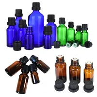 10Pcs 5ml-100ml Empty Mini Glass Essential Oil Bottles w/ Orifice Reducer Dropper Tips For Cosmetic Sample Perfume Aromatherapy