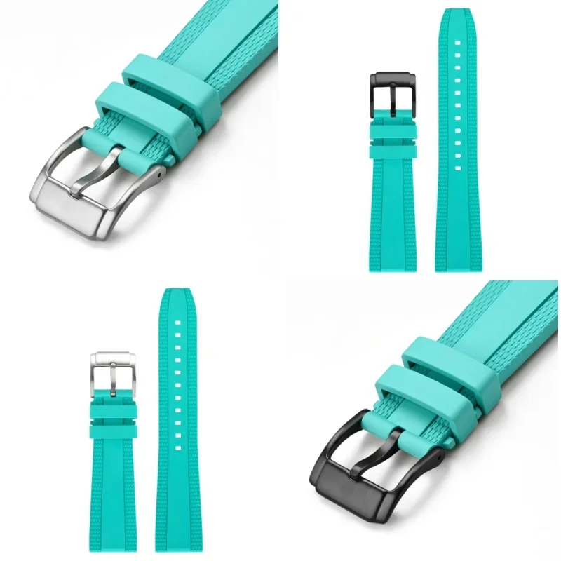 20mm 22mm FKM Fluororubber uniwersalny pasek do zegarka klamra do zegarka ze stali nierdzewnej nowa opaska na nadgarstek dla Breitling SUPEROCEAN