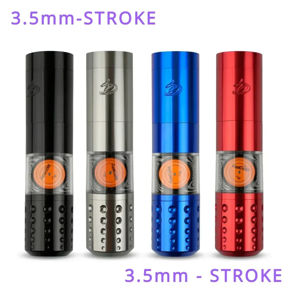 3.5mm stroke Digital Rechargeable Wireless Tattoo Machine Pen Kit RCA See-though Window Rotary Tattoo Pen