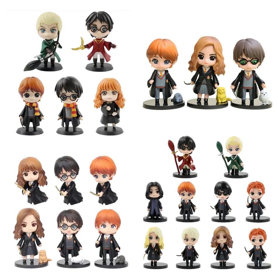 

Harry Q Style 3pcs/10pcs Set PVC Potter Figures Hermione Ron Hedwig Cake Decoration Car Model Dolls Gift Toy Collection