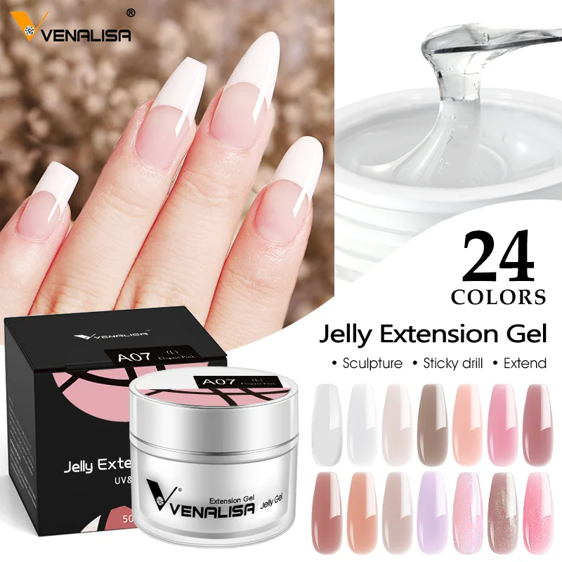 50 ml VENALISA Jelly Pink Gel Builder Nails Extension TPO Free French UV Construction Gel Gute Zähigkeit Building Nail Maniküre – Detail 3