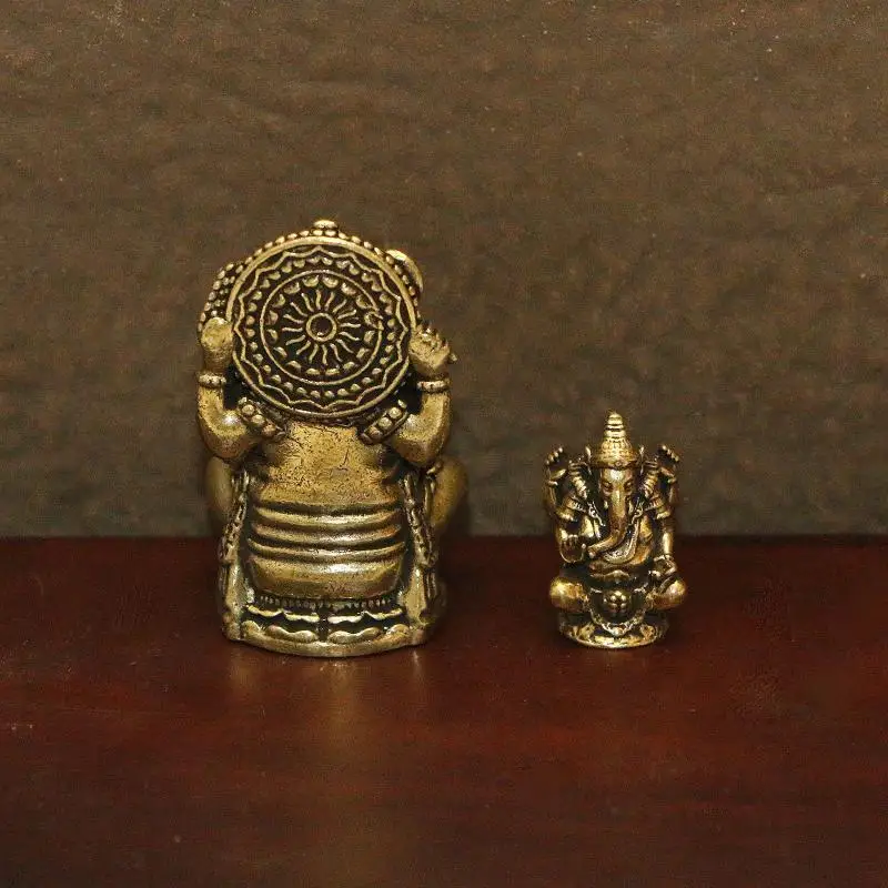 -1/3pcs for Home Office Desk Decor, Wealth Luck Blessing Gift Thai Ganesha Brass Statue​ - Elephant  Figurine
