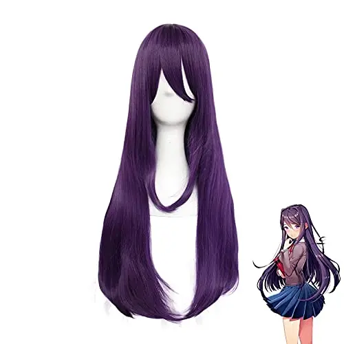 Doki Doki Literature Club Yuri Cosplay Wig Heat Resistant Synthetic Hair Role Play Halloween Christmas Costume Party Wigs