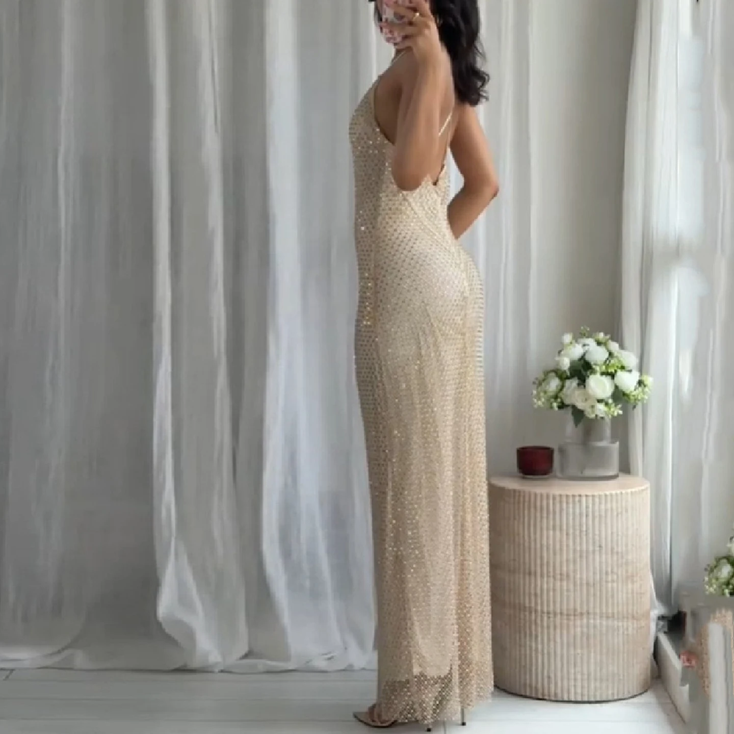 Ele ثوب مسائي الماس Strapl Dr المرأة Faion خريف 2025 Z العلامة التجارية H نسخة Svel مادة أخرى #3