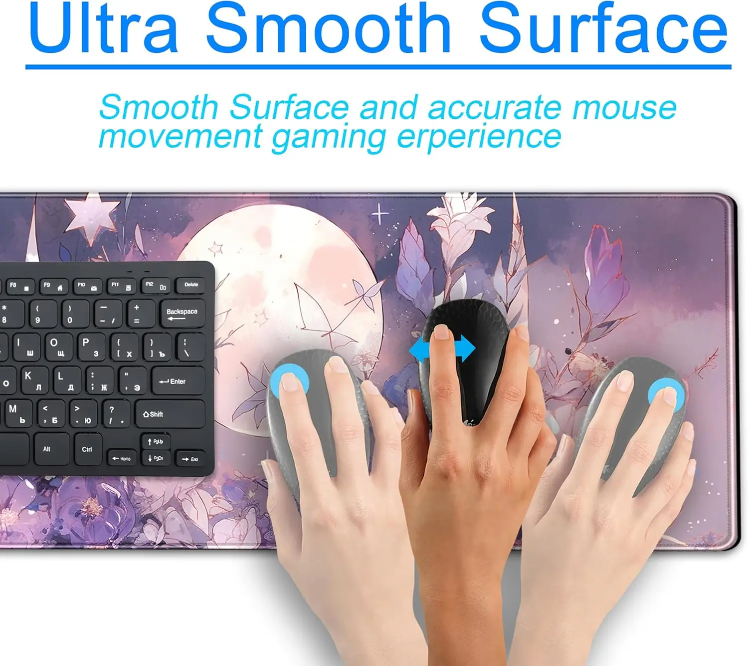 بارد Kawaii الباستيل الأرجواني الأزهار كبيرة الألعاب ماوس الوسادة الروحية البدر XL ماوس حصيرة للنساء مكتب ديكور 31.5 ''x 11.8''