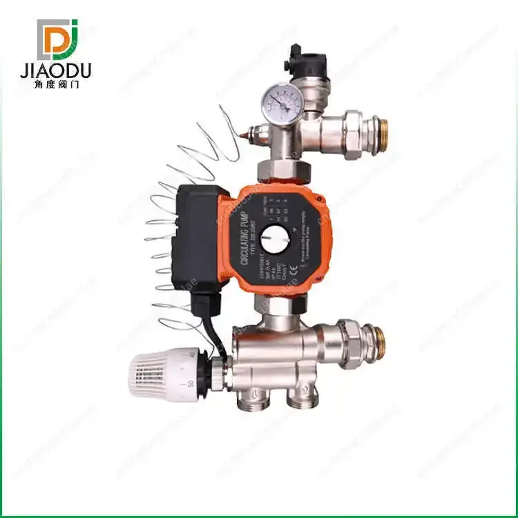 Water Circulating Pumps Manifold Hot / Cold Mixing Valve For Radiant Floor Heating System Thermostatic Control