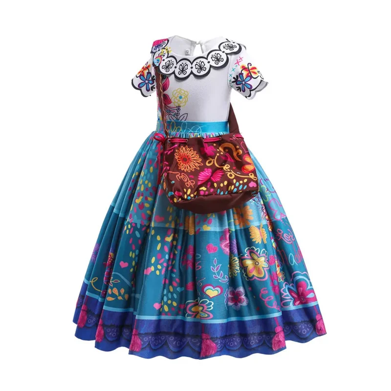 Déguisement Encanto Mirabel pour filles, déguisement d'Halloween magique pour enfants, robe de soirée avec accessoires