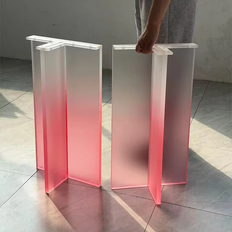 fn-Hot Sale Interior Furniture Accessories Matte Acrylic Table Feet Thickened Adjustable T-Shape Acrylic Stand Legs