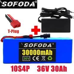 Genuine 36V 30Ah Battery Built-in 20A BMS Lithium Battery Pack  30000mAh Battery + 42V Charger,Plug T+DC