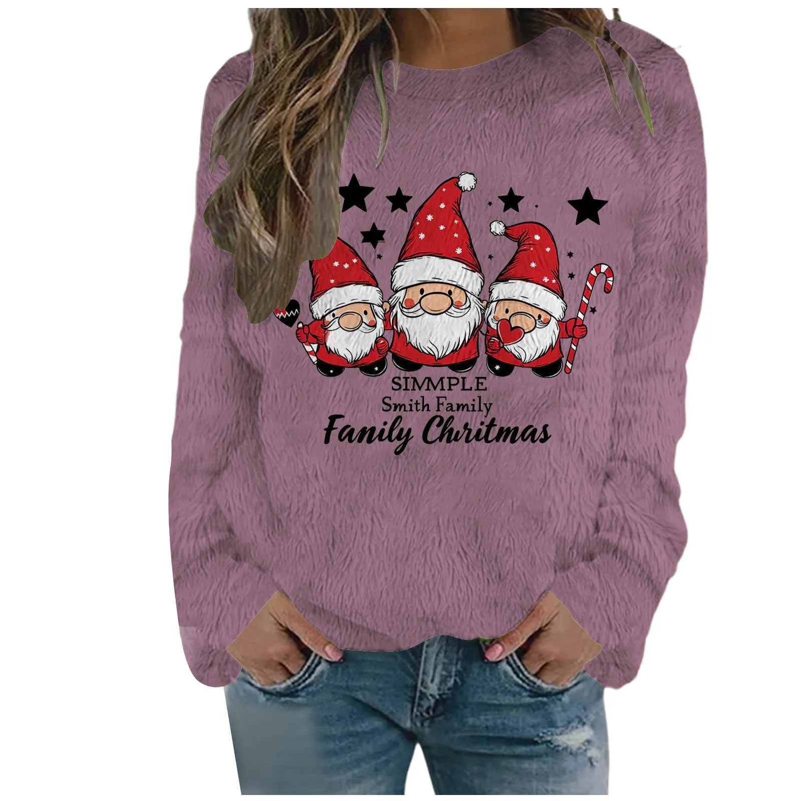 Y2k Women'S Hoodies Winter Sweater Xmas Ugly Print Korean Pullovers 2024 Autumn Claus Santa Christmas Long Sleeve Pullover