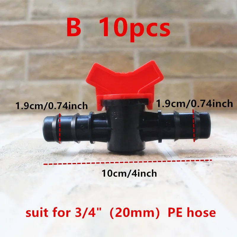 10 Stück 16/20mm Schlauchanschlüsse mit Widerhaken, Mini-Ventil Gartenhahn-Verbinder mit 1/2 3/4 Zoll Gewinde für Tropfbewässerungssysteme – Detail 2