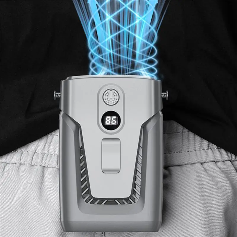 BABZ USB Digital Display Waist Fan 12000mAh Power Bank 3-Speed Silent Cooling Bladeless Clip-on Fan
