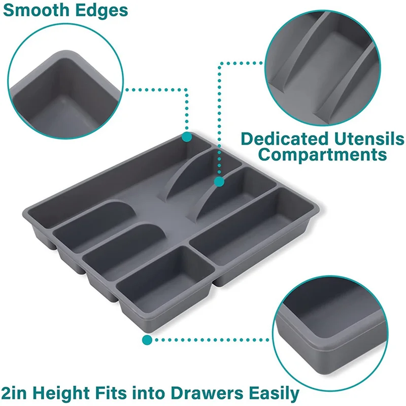 Drawer Kitchen Drawer Organizer Silverware Holder Utensil Organizer Cutlery Organizer Tray Plastic Flatware Organizers