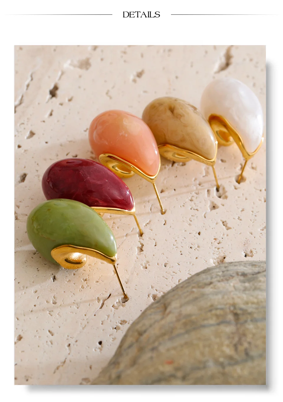 Yhpup Mehrfarbige Fröhliche Bonbon-Acrylharz-Tropfenohrringe Trendiger Edelstahl Goldener Sommer-Modeschmuck – Detail 10