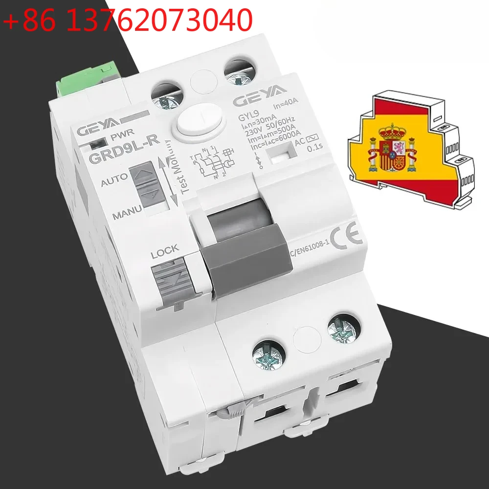 GRD9L-R RCCB Automatic Self-Reclosing Device Circuit Breaker 2P 40A 30mA 100mA 300mA RCD Smart Breaker AC Type