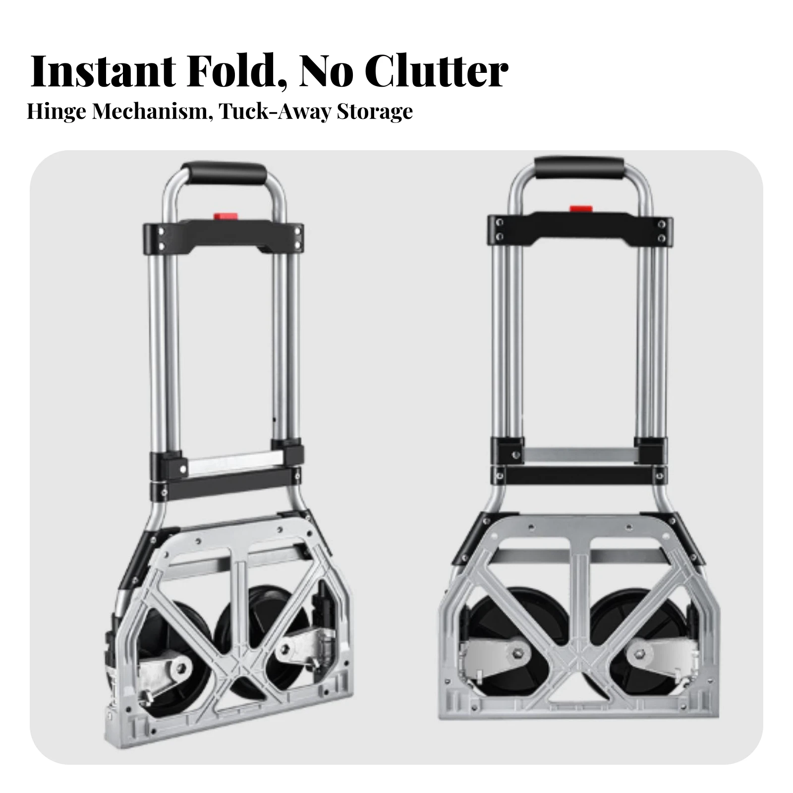 Two-Wheel Folding Hand Truck Telescoping Folding Hand Truck Foldable Dolly Cart Stable for Household Moving, Small Space Storage