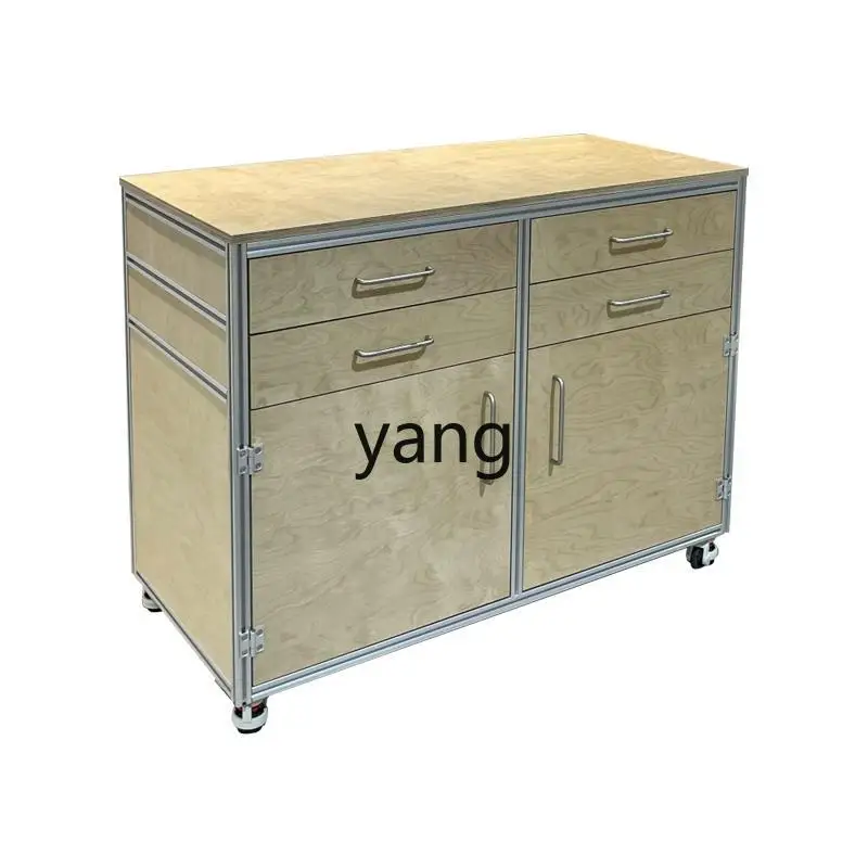 LHH  Modern Simple Birch Ocean Panel Dining Side Cabinet Living Room Aluminum Profile Solid Wood Locker