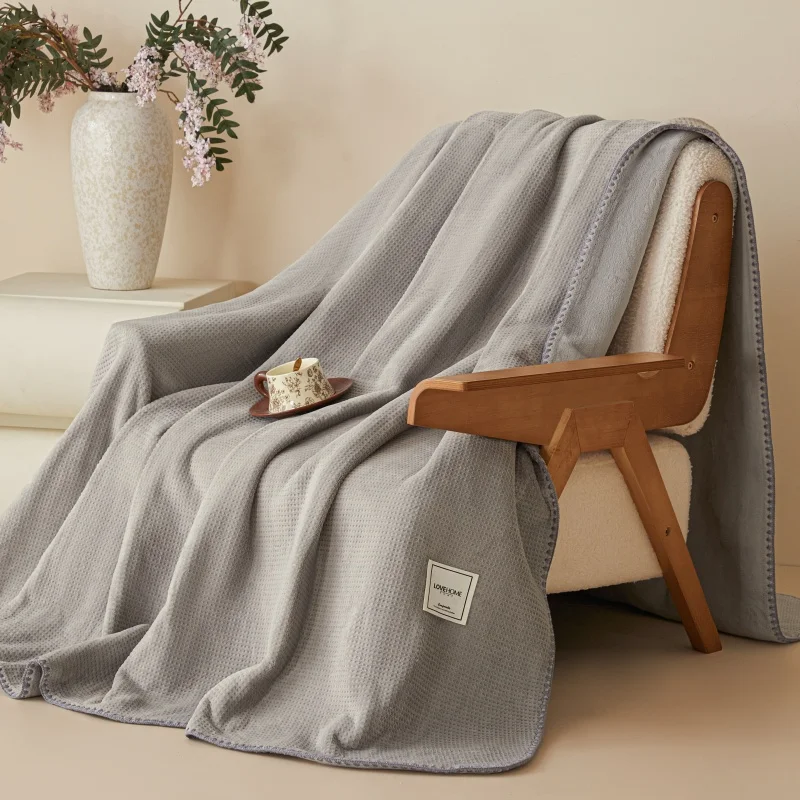 Premium Cozy Fleece Waffle Thermal Blanket Double Layer Milk Velvet Throw Blankets Fluffy Soft Bed Cover for All Season Throws