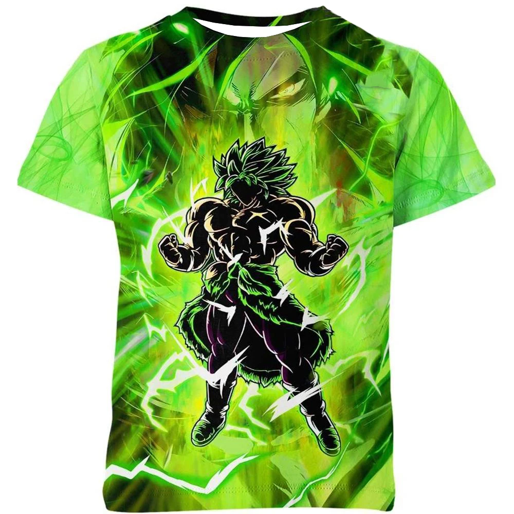 

2026 Men's/Women's New Broly Super Saiyan T-Shirt Dragon Ball Super Green Energy Print Anime Fan Casual Streetwear Y2k Top