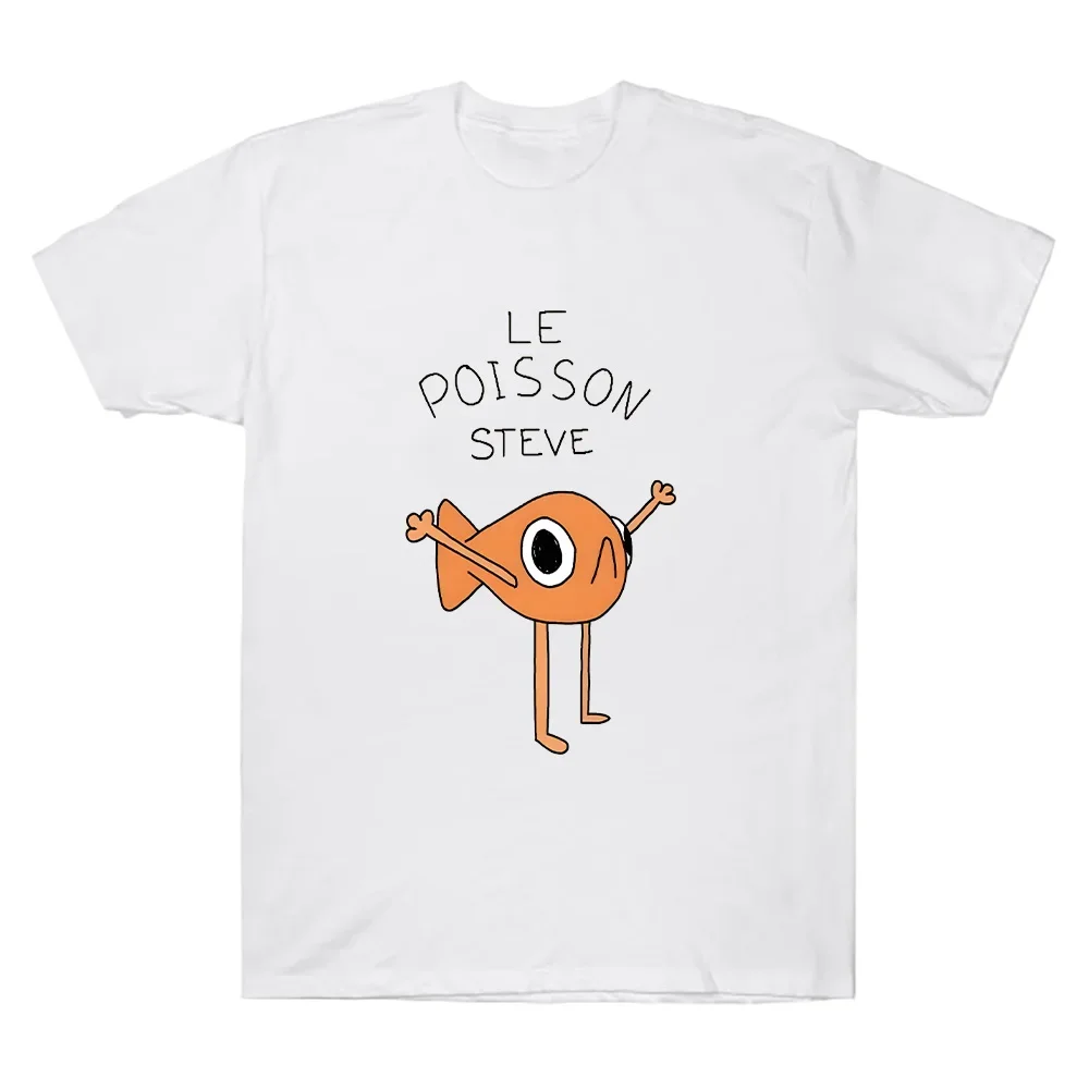 Unisex Funny Fish Le Poisson Steve T-Shirt Y2K Cotton round Neck Short Sleeve Memes Cartoon Print Top Fashion Merch