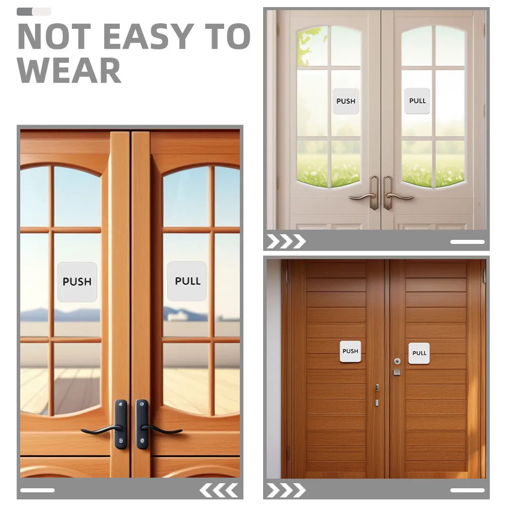 2Pairs Acrylic Push Pull Sticker Signs Time Saving Clear Identification Self Adhesive Door Sign for Commercial Glass Doors