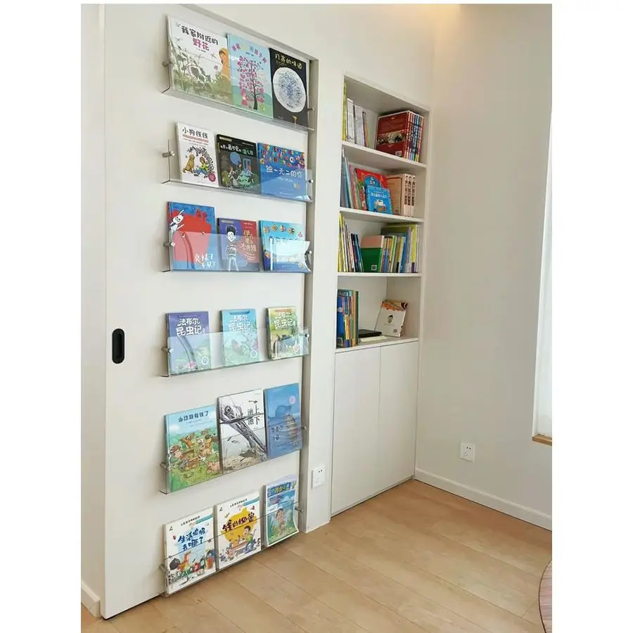 2 Pack Acrylic Magazine Holder Rack Brochure Holder Wall Mount 24 inch Clear Hanging Magazine Rack Floating Bookshelf for Litera
