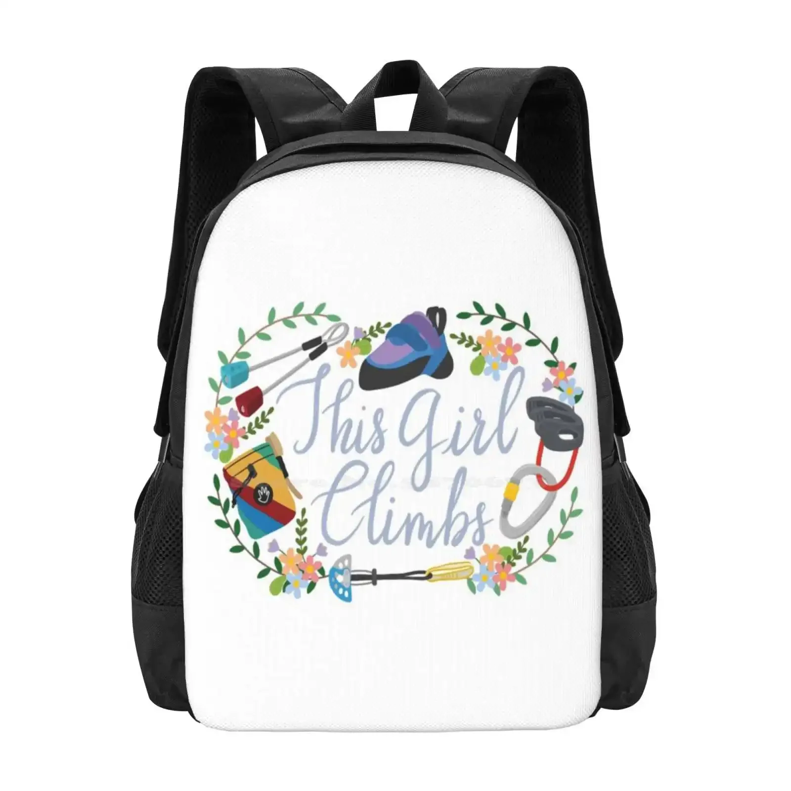 

This Girl Climbs Hot Sale Schoolbag Backpack Fashion Bags Climbing Girl Rockclimb Climber Bouldering Trad Mountain Rocks