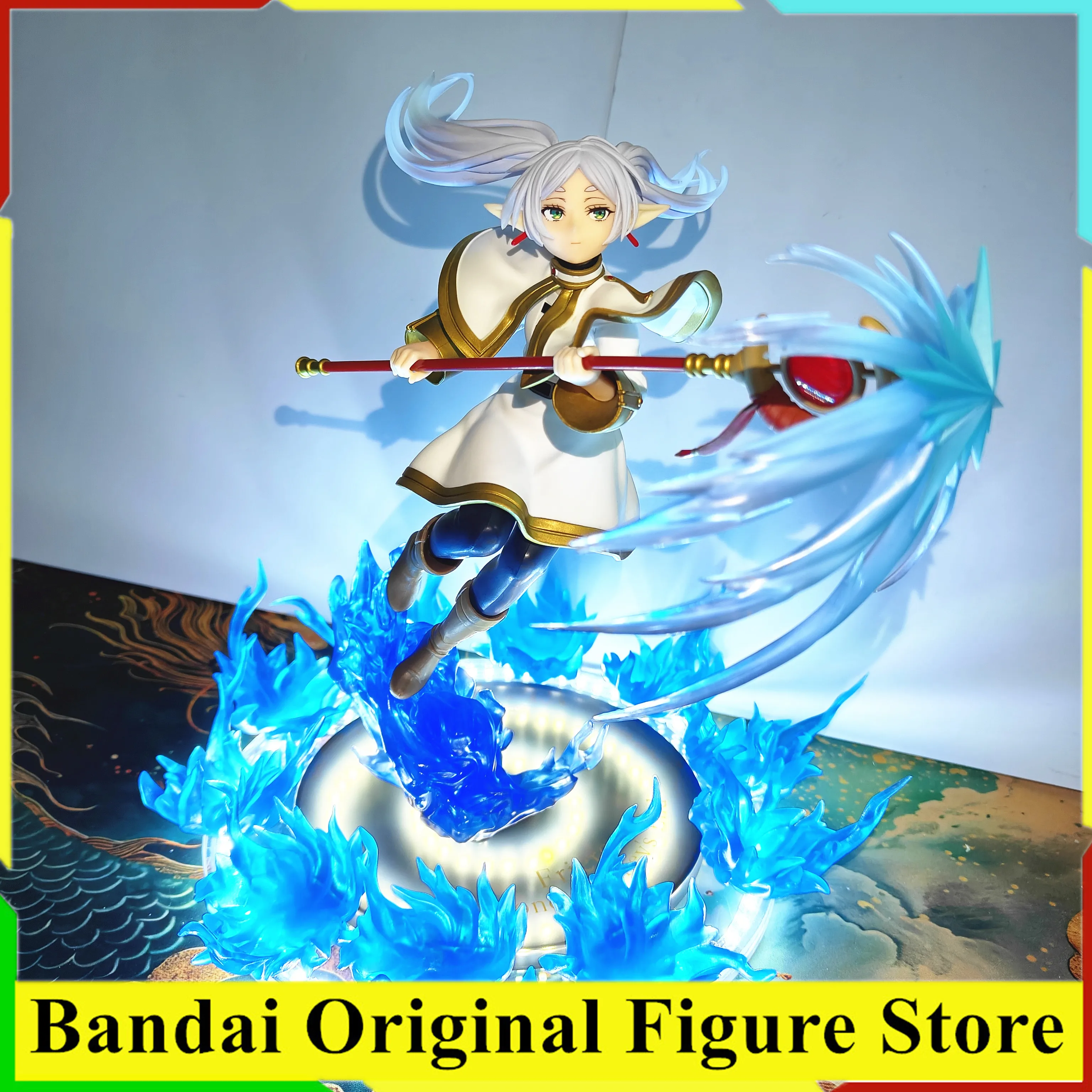 Original taito amp frieren azul fogo mágico led efeito base luz figura de ação brinquedos frieren além do fim da jornada modelo pvc