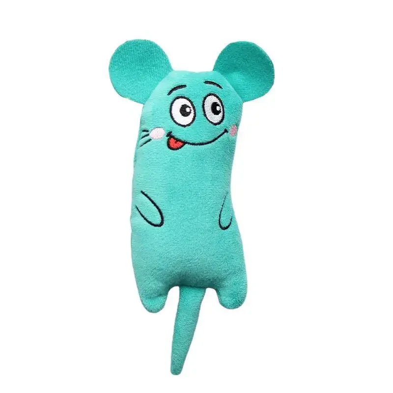 Cat Toy Pet Plush Embroidered Cat Mint Toy Animal Expression Ears and Tail Durable Bite Grinding Teeth Playing Cat Toy