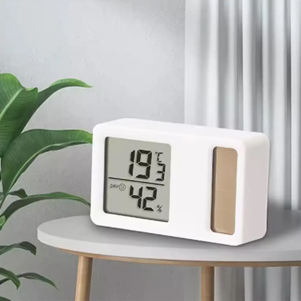 2Pcs Mini Portable Temperature Humidity Meter Solar Powered Accurate Temperature Detection Meter Digital LCD Display Electronic