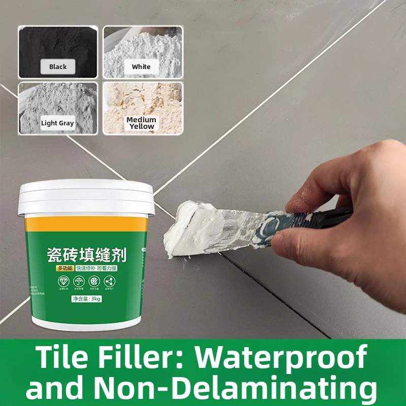 

White Cement Tile Grout Powder - Waterproof & Mold Resistant - for Bathroom, Shower, Floor Tile Gap Filling