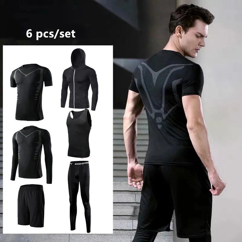 Quick Dry Compression Sports Suit Men's Running Sets Gym Fitness Sportswear Basketball Tights Jogging Training Underwear Clothes