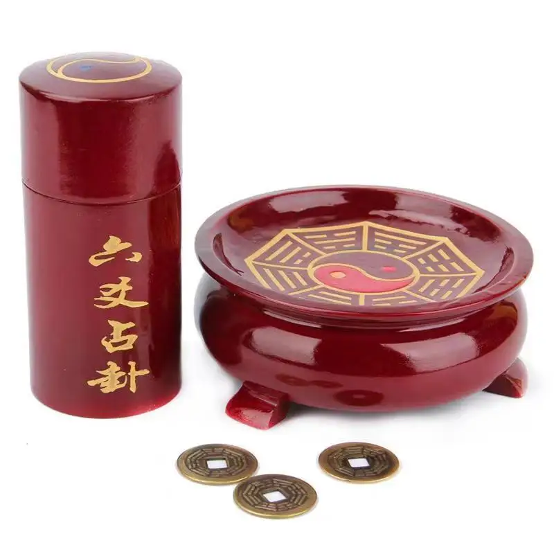 Fengshui 64 divinatory divination drum of Zhouyi six trigram tools of Zhouyi card of Yijing 6 Yao divination tool coins money