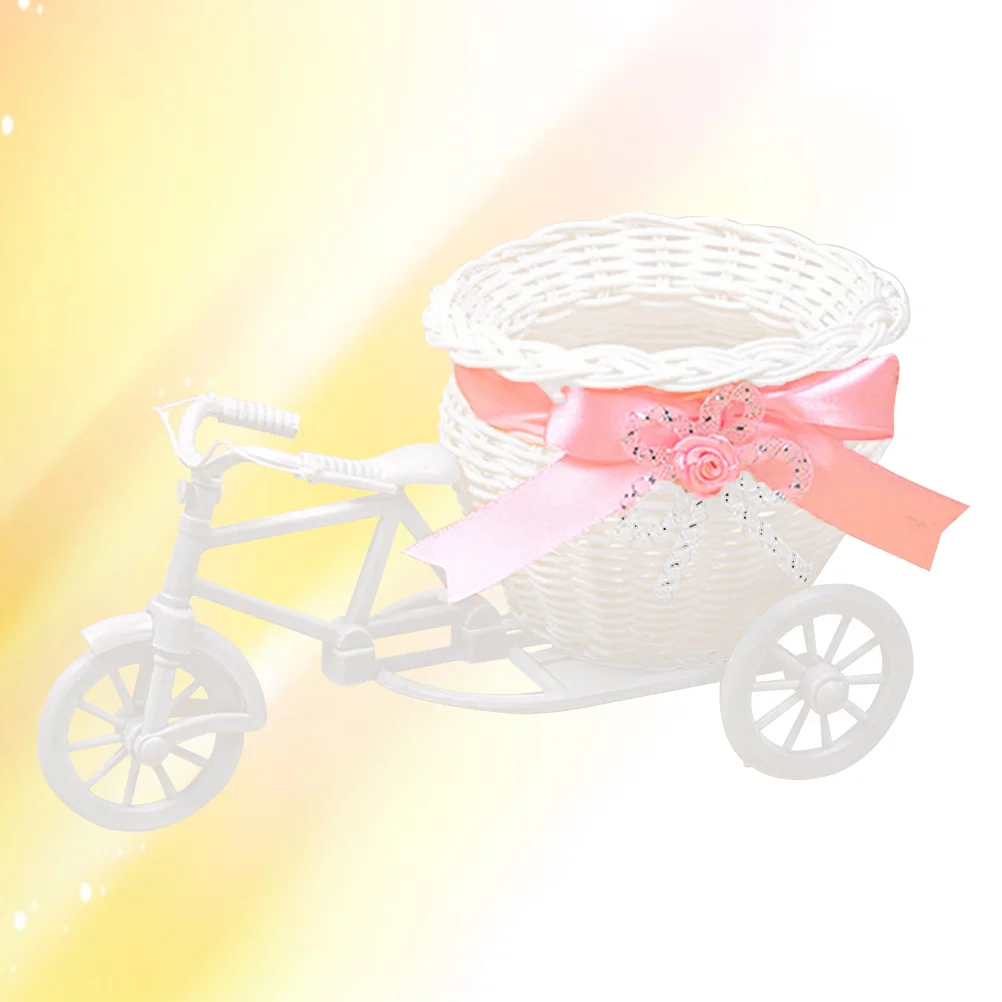 الوردي الصغيرة الروطان دراجة ثلاثية العجلات الديكور DIY الدراجة زهرة حامل النبات لأحداث غرفة النوم النثار الحلوى عرض زخرفة الحرفية