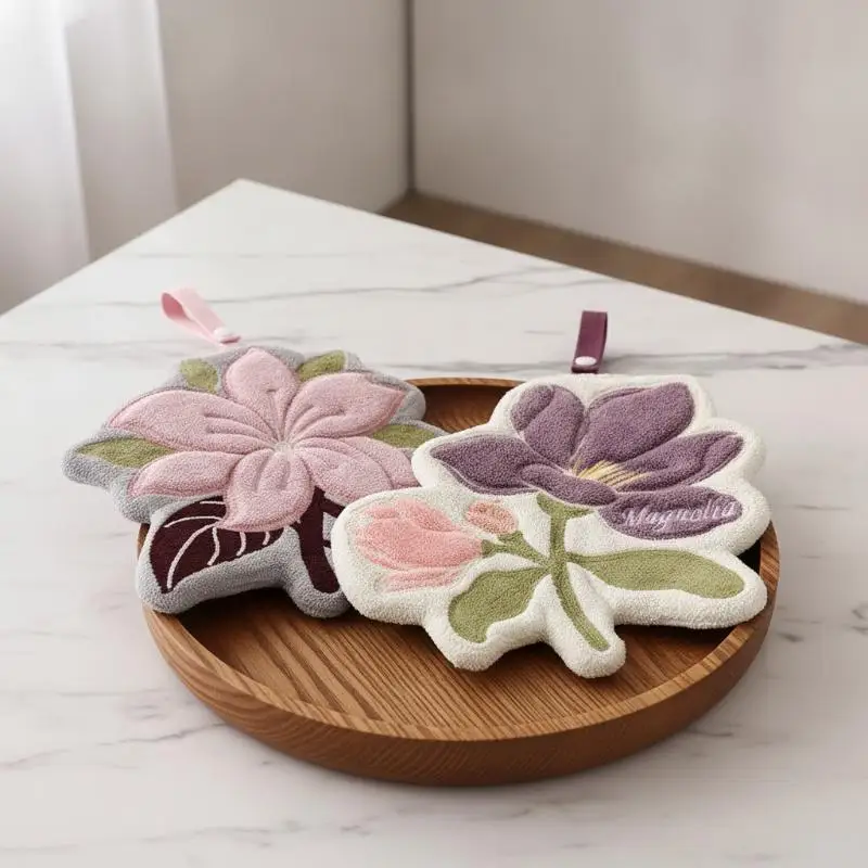 Floral Microfiber Hand Towels Super Soft Absorbent Quick Dry with Hanging Loop for Laundry Room Entryway