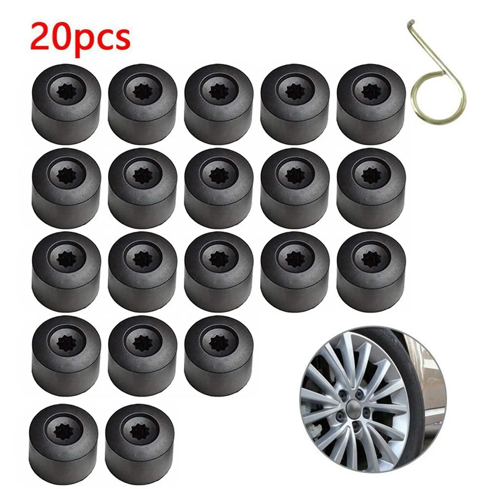 20Pcs 17mm Wheel Lug Nut Covers Caps Premium High Hub Head Remover Flexible Protector Spare Parts