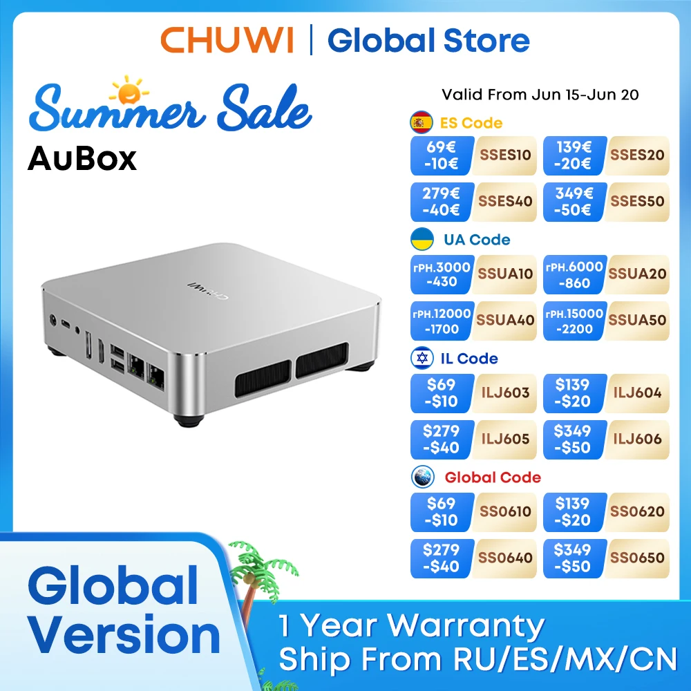 

CHUWI AuBox With Vesa Stand AMD Ryzen 7 8745HS Mini PC 16GB DDR5 512GB SSD Windows 11 Pro 4K Display AI-Link WiFi 6 BT 5.1