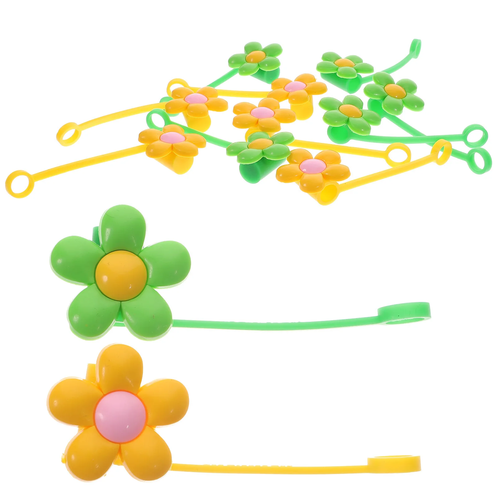 

10pcs Reusable Pvc Straw Covers Flower Shaped Cute Tips Protector For Party Drink Decoration Bar Accessory