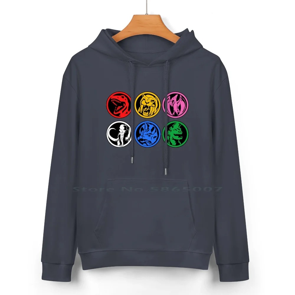 Six Power Coins Pure Cotton Hoodie Sweater 24 Colors Six Power Coins Green Ranger Red Ranger Super Sentai Pink Ranger Blue