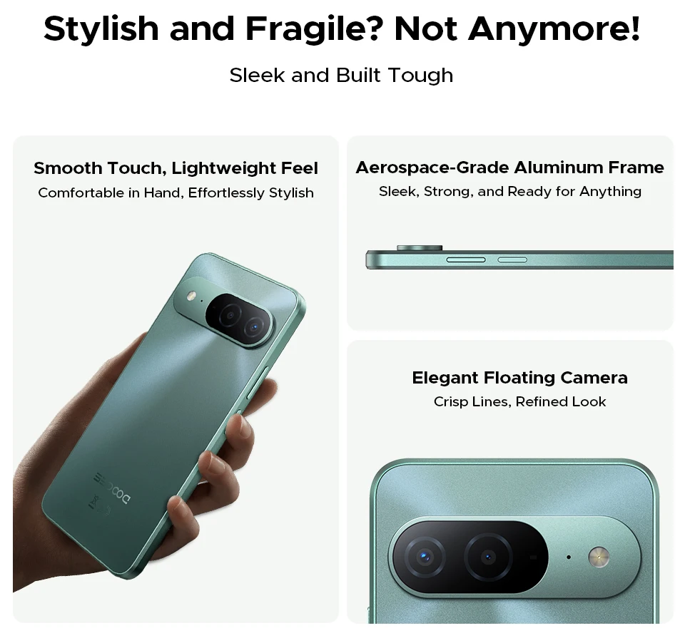 Global Version DOOGEE B10 Smartphone Android 16 7600mAh Battery 6GB 256GB 6.6'' Display 64MP AI Camera IP68 / IP69K Mobile Phone