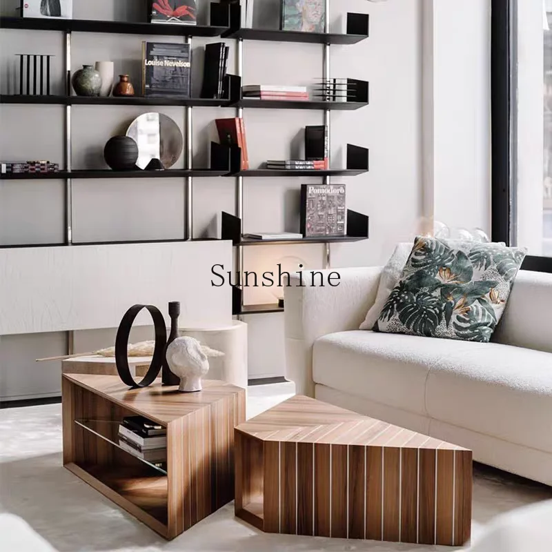 Art style solid wood coffee table living room home light luxury high sense simple modern