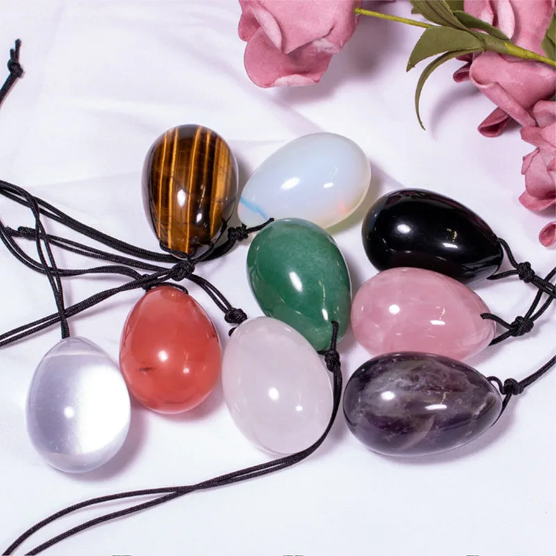 Natural Rose Quartz Yoni Egg Set White Crystal Obsidian Jade Massager Women Kegel Exerciser Vaginal Muscles Balls With Gift Box