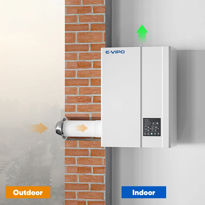 

E-VIPO Wall Mounted HEPA Carbon Air Purifier Bedroom Living Room WiFi App Control Home One-way Flow Fresh Air Ventilation System