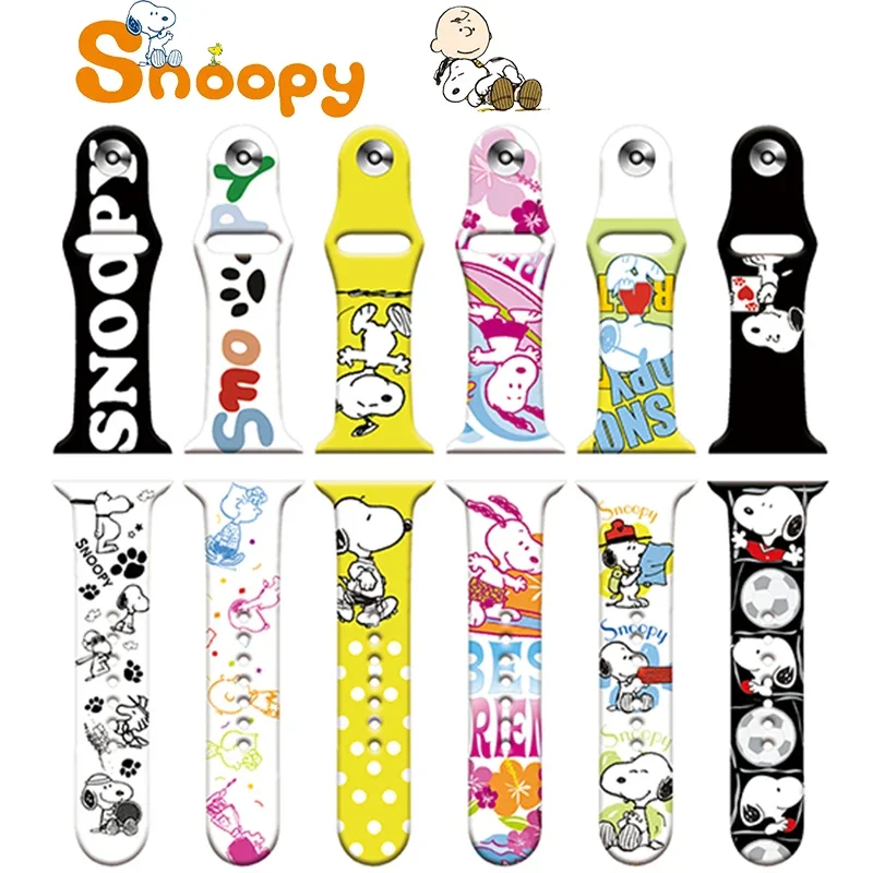 Snoopy Men Strap for Apple Watch Band 42mm 44mm 40mm 41mm 38mm 45mm Sports Women Wristband for IWatch 7 6 5 4 3 2 1 Smart Watch