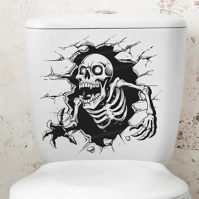 

Halloween skull Toilet Sticker Bathroom Toilet Cover Sticker Wall Sticker WC Home BathRoom Decoration Self-Adhesive Decals S366